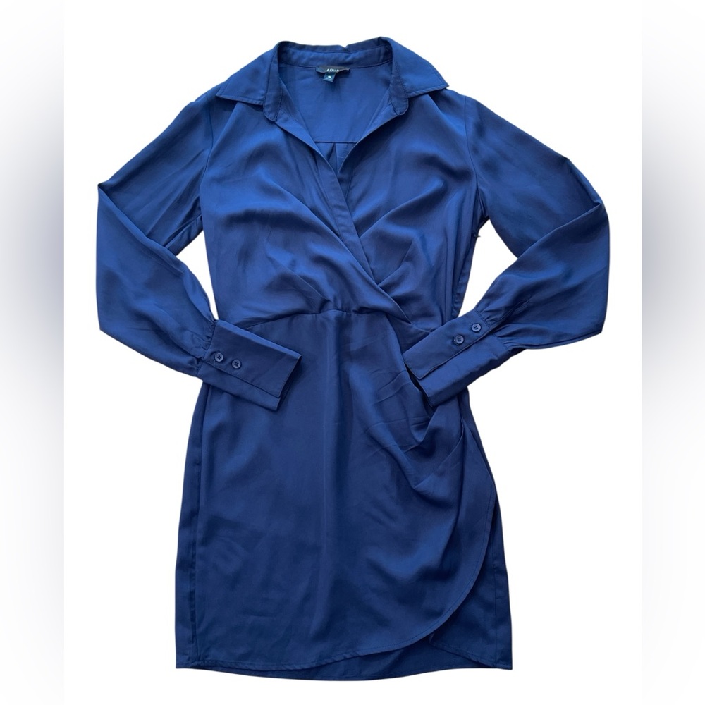 Aqua Navy Long Sleeve Dress
